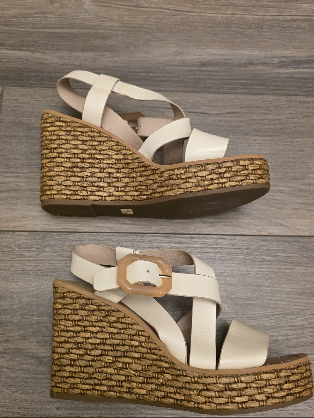 Louise et Cie White Leather Platform Wedge Sandals
